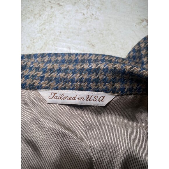 Stafford Men Houndstooth Wool Blazer Jacket Wool Size 48R USA Office Casual READ - Picture 6 of 13